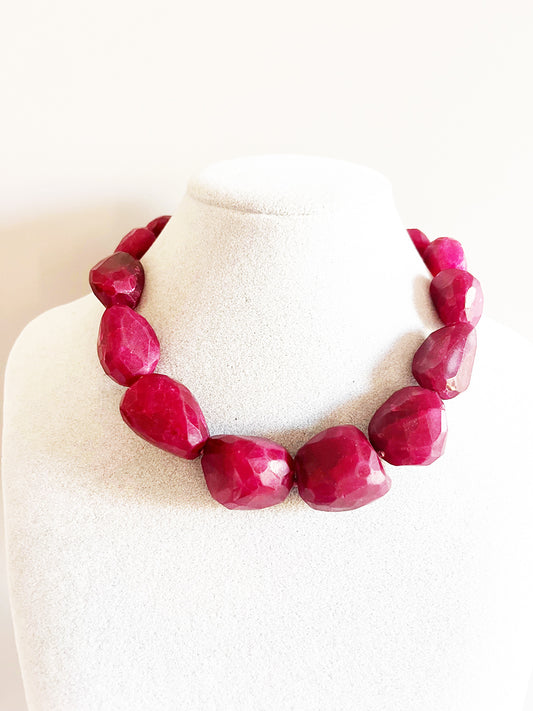 Collier Rubino con pietre irregolari sfaccettate e chiusura in Arg 925 -Top Vintage-