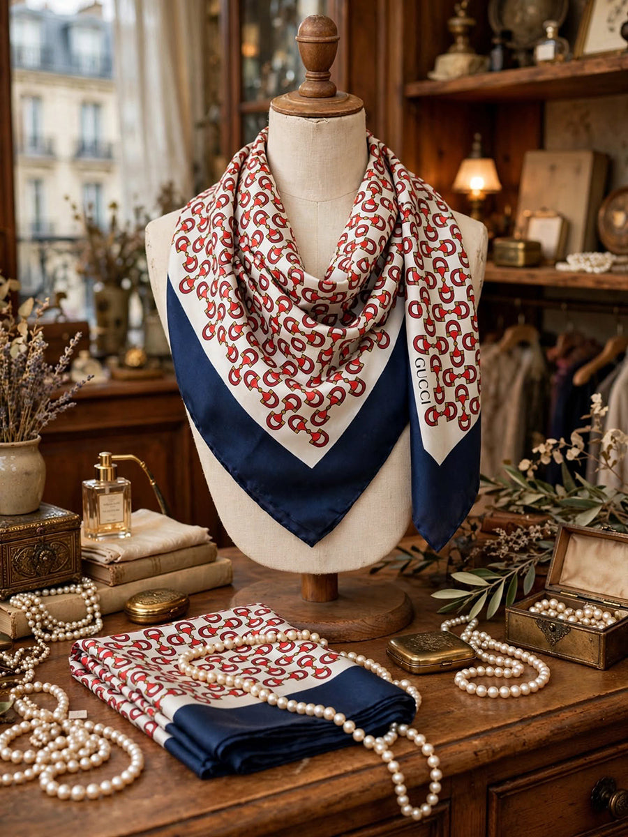 Foulard vintage in seta firmato Gucci per McCann  Vintage anni '70 -Top Accessori-