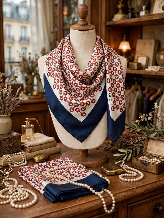 Foulard vintage in seta firmato Gucci per McCann  Vintage anni '70 -Top Accessori-