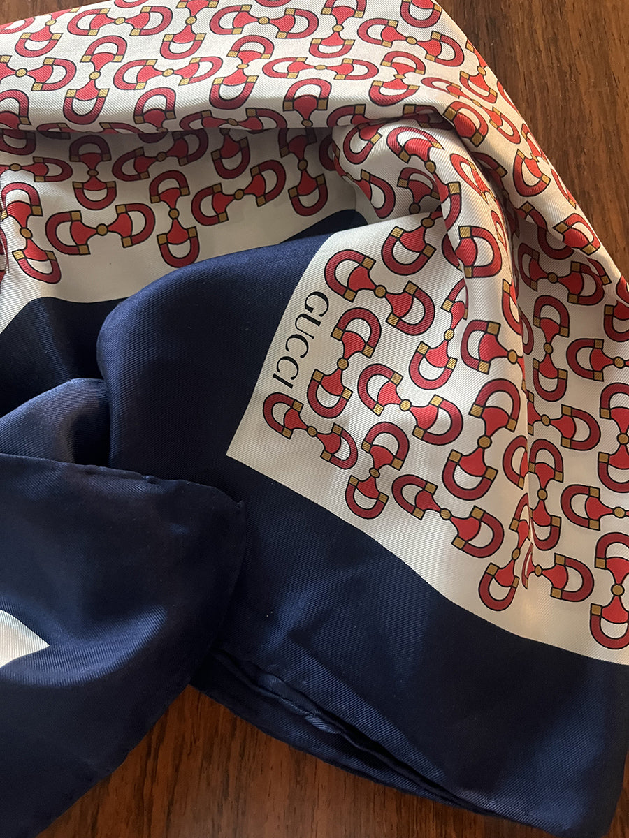Foulard vintage in seta firmato Gucci per McCann  Vintage anni '70 -Top Accessori-