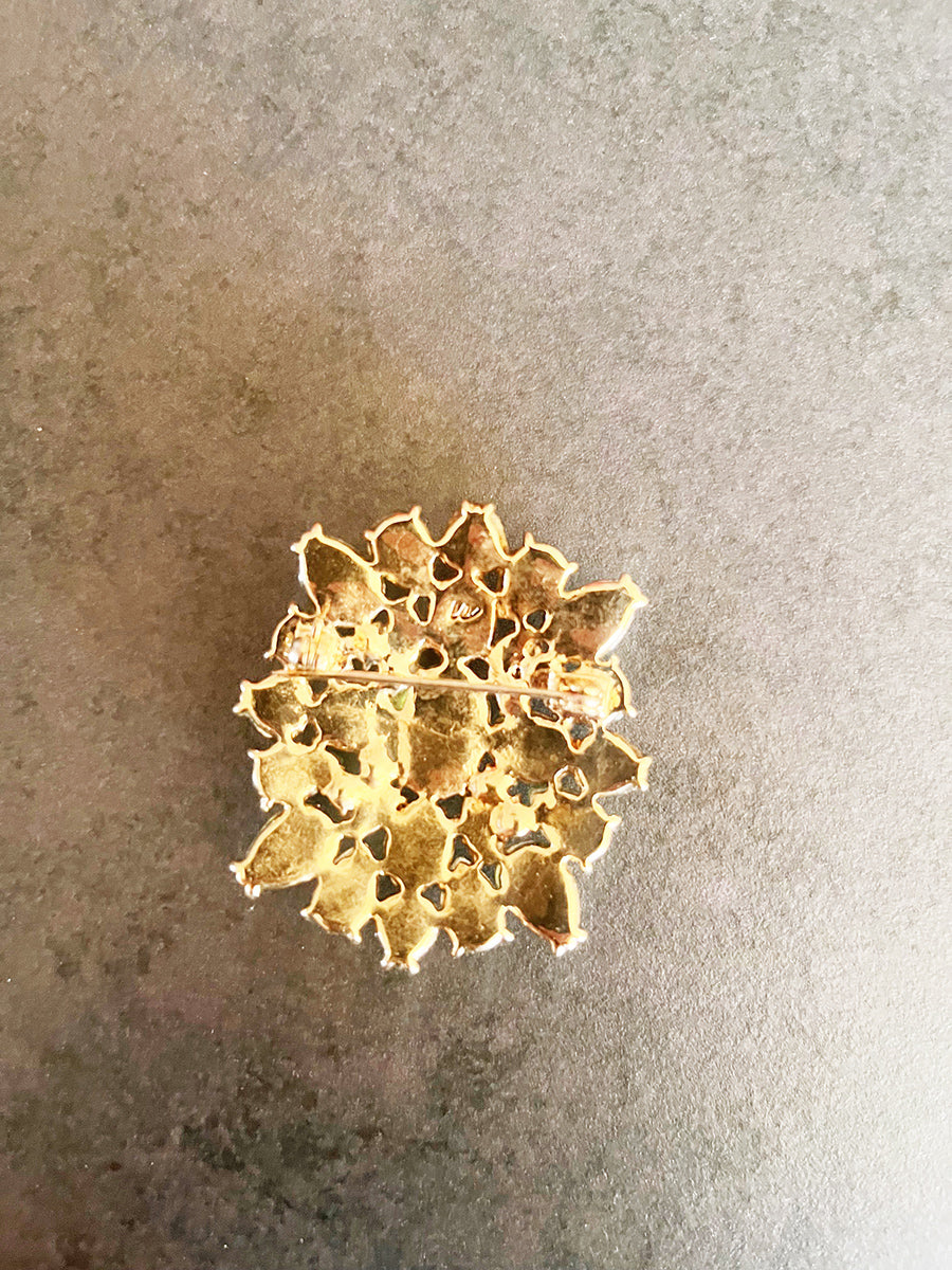 Liz Claiborne Spilla Vintage '70 Verde Smeraldo e Marrone -Top Accessori-