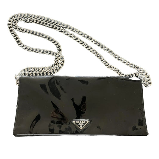 Prada Borsa con catena argento e da Mano Pelle Vernice Nera -Accessori Top-