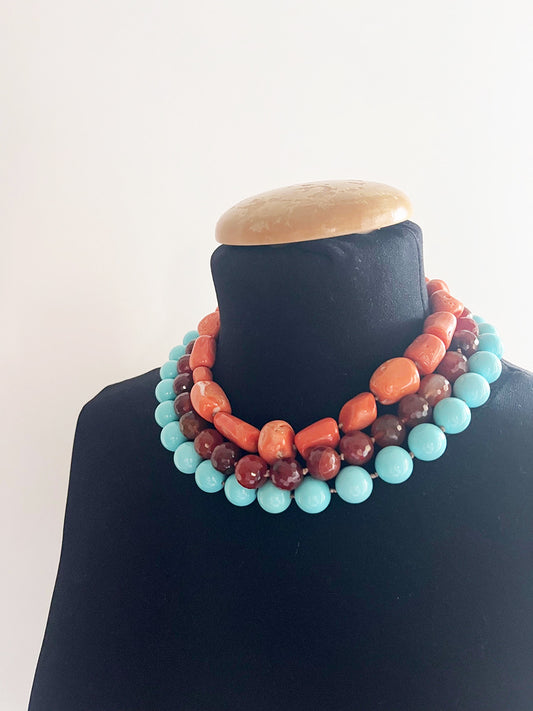 Collana Corniola Vintage con chiusura in ottone -Top Accessori-