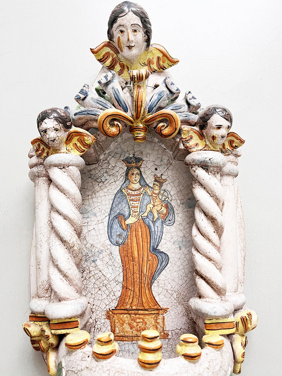 Acquasantiera Ceramica decorata a mano ‘900 Botteghe Cerreto -Top Antiques-
