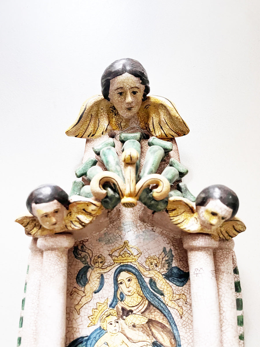 Acquasantiera Ceramica decorata a mano ‘900 Botteghe Cerreto -Top Antiques-