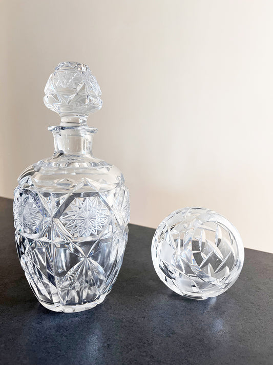 Bohemia Cristallo Set Bottiglia con tappo e Posacenere 1930 -Top Antiques-