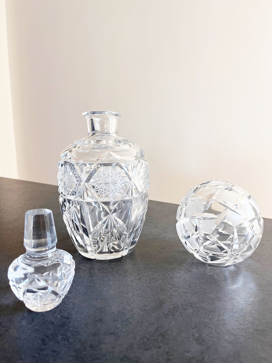 Bohemia Cristallo Set Bottiglia con tappo e Posacenere 1930 -Top Antiques-