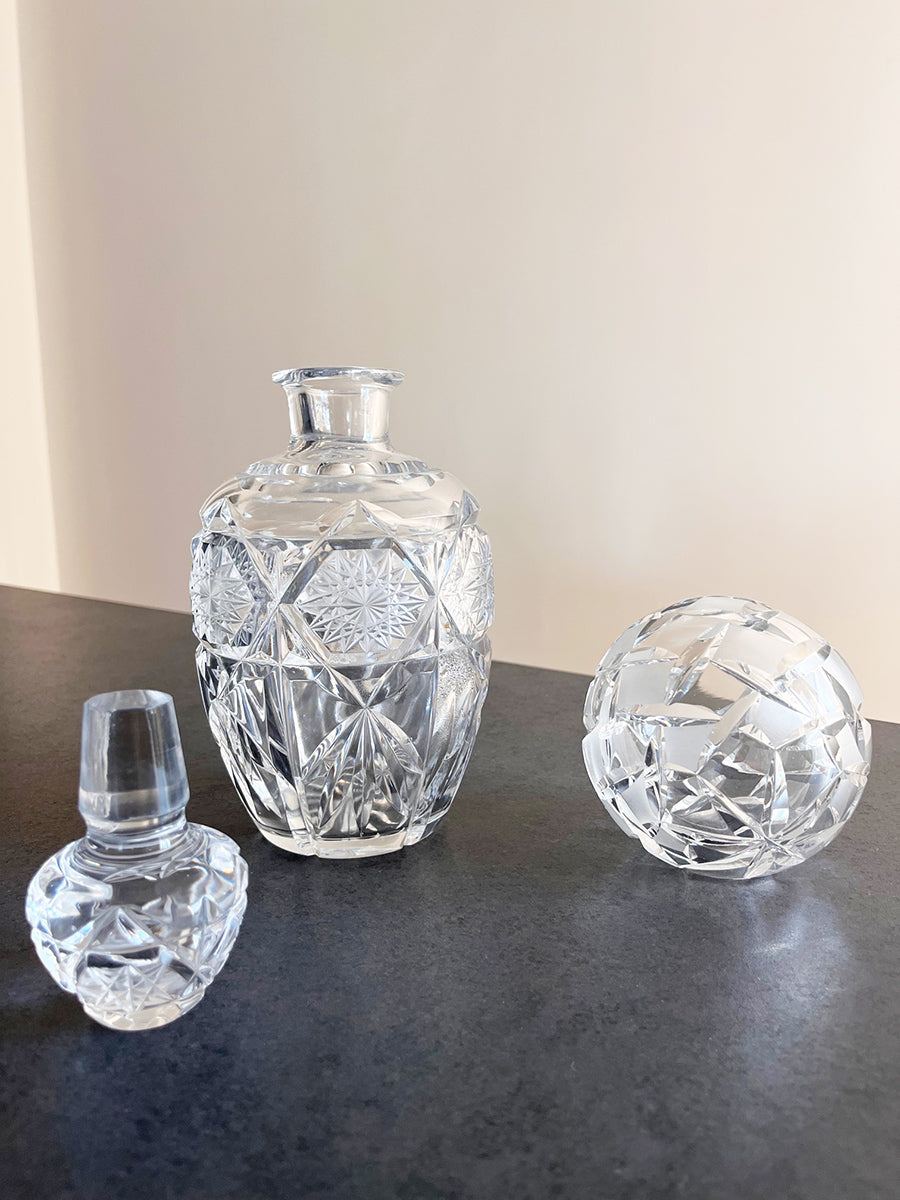 Bohemia Cristallo Set Bottiglia con tappo e Posacenere 1930 -Top Antiques-