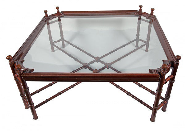 Coffee Table Hollywood Regency Primo '900 in legno e cristallo - Top Antiques-