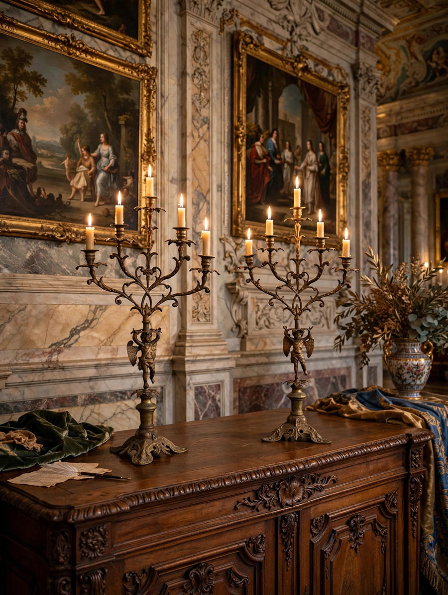 Coppia Candelabri Barocco Italiano '900 -Top Antiques-