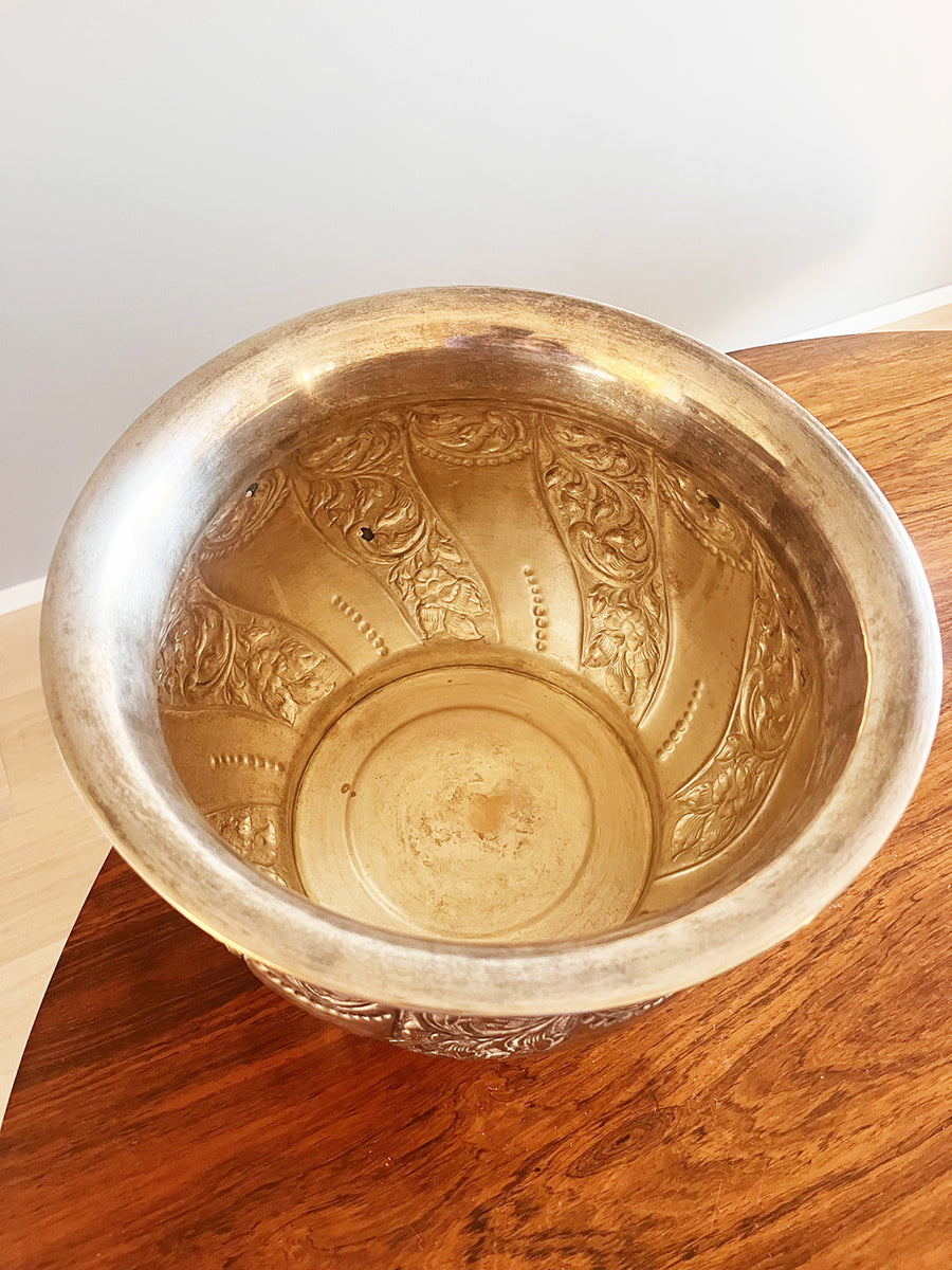 Fioriera in Sheffield sbalzato a mano con marchio '900 -Top Antiques-