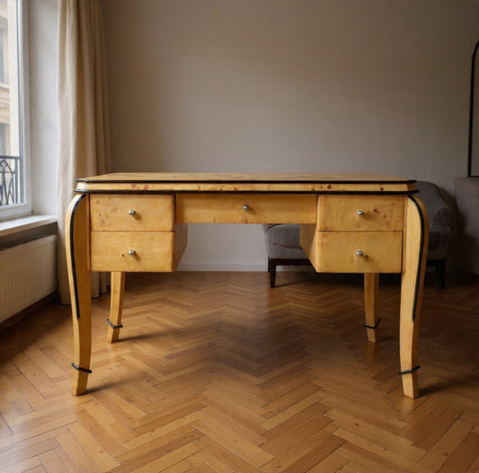 Scrittoio Francese Art Deco con aperture laterali e profilo nero -Top Antiques-