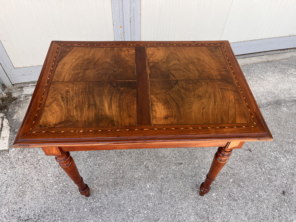 Scrittoio/Tavolino Rettangolare Luigi Filippo intarsiato sul piano '900 -Top Antiques-