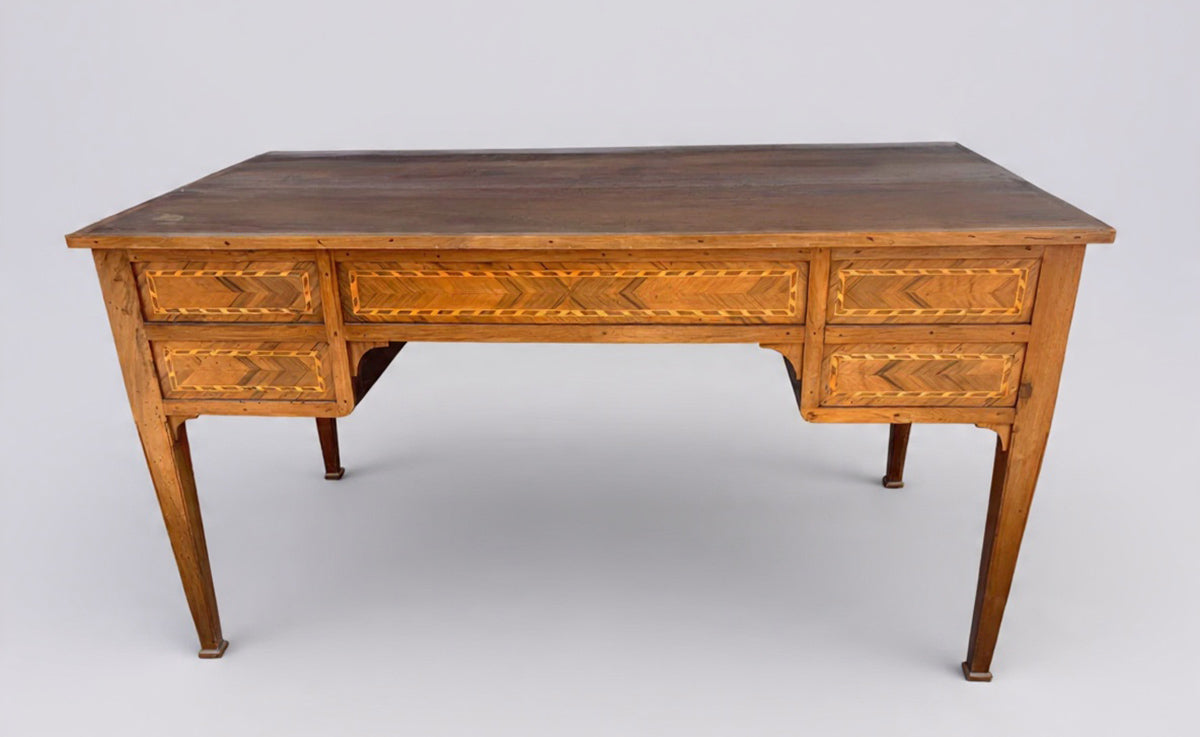 Scrittoio Luigi XVI in noce massello intarsiato e con piano estraibile '900 -Top Antiques-