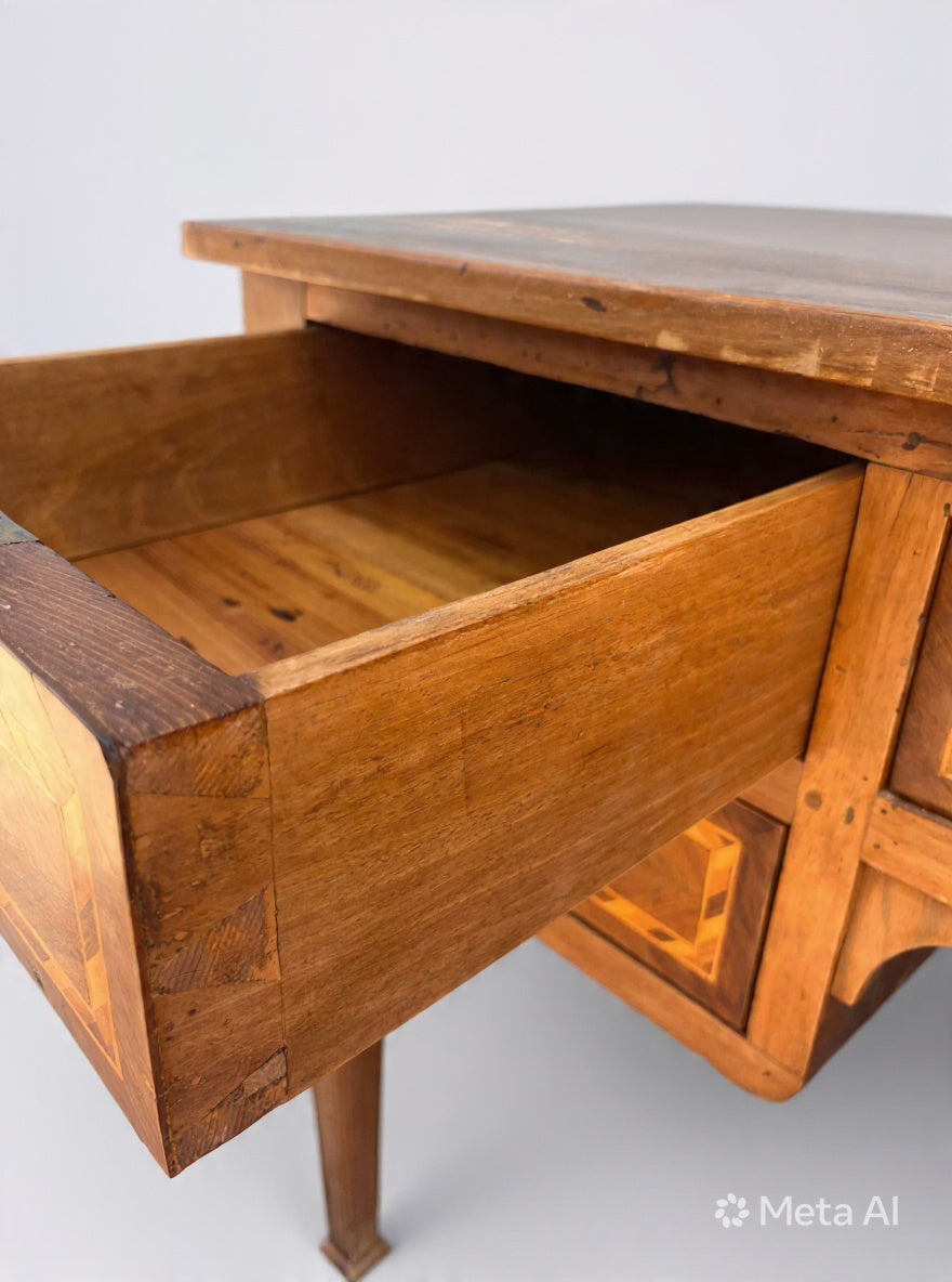 Scrittoio Luigi XVI in noce massello intarsiato e con piano estraibile '900 -Top Antiques-