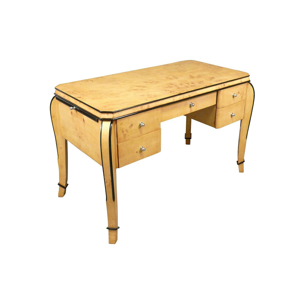 Scrittoio Francese Art Deco con aperture laterali e profilo nero -Top Antiques-