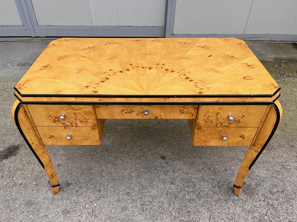 Scrittoio Francese Art Deco con aperture laterali e profilo nero -Top Antiques-