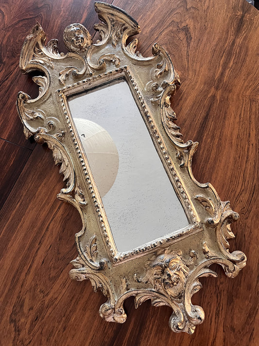 Specchiera da parete decorativa Barocco '900 in legno decorato -Top Antiques-