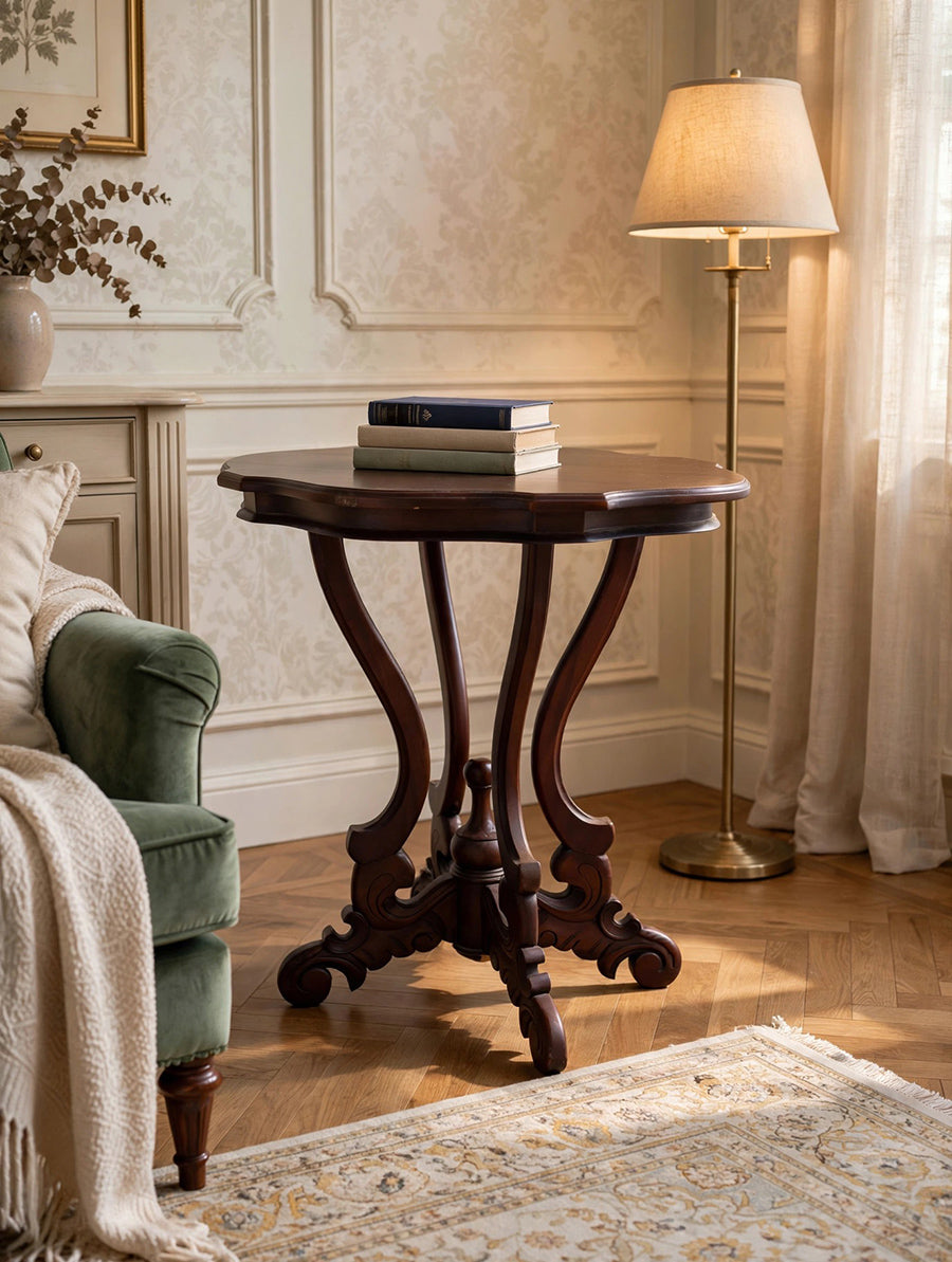 Tavolino da Salotto in legno scuro Liberty '900 -Top Antiques-