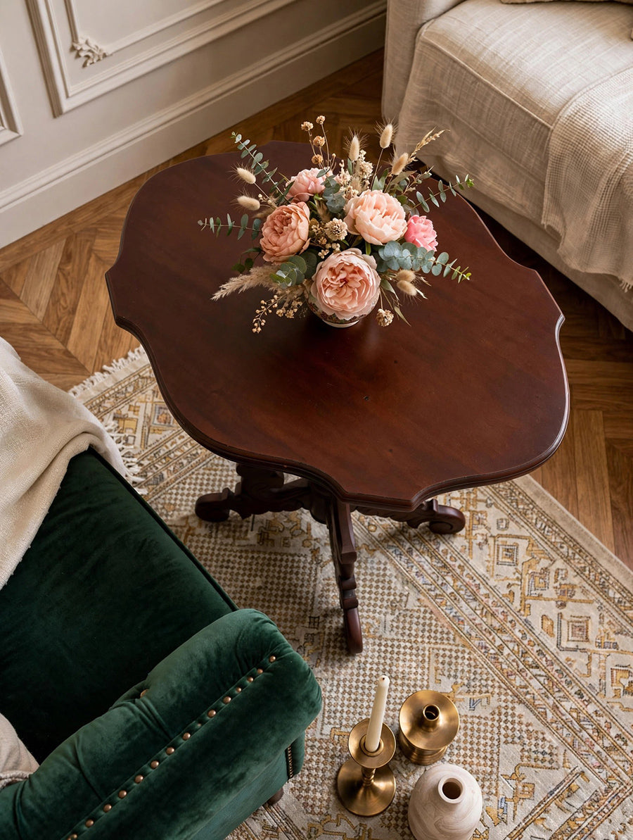 Tavolino da Salotto in legno scuro Liberty '900 -Top Antiques-