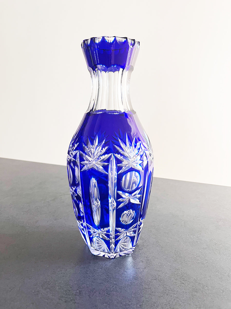 Vaso Bohemia Blu Cristallo anni '60 -Top Antiques-