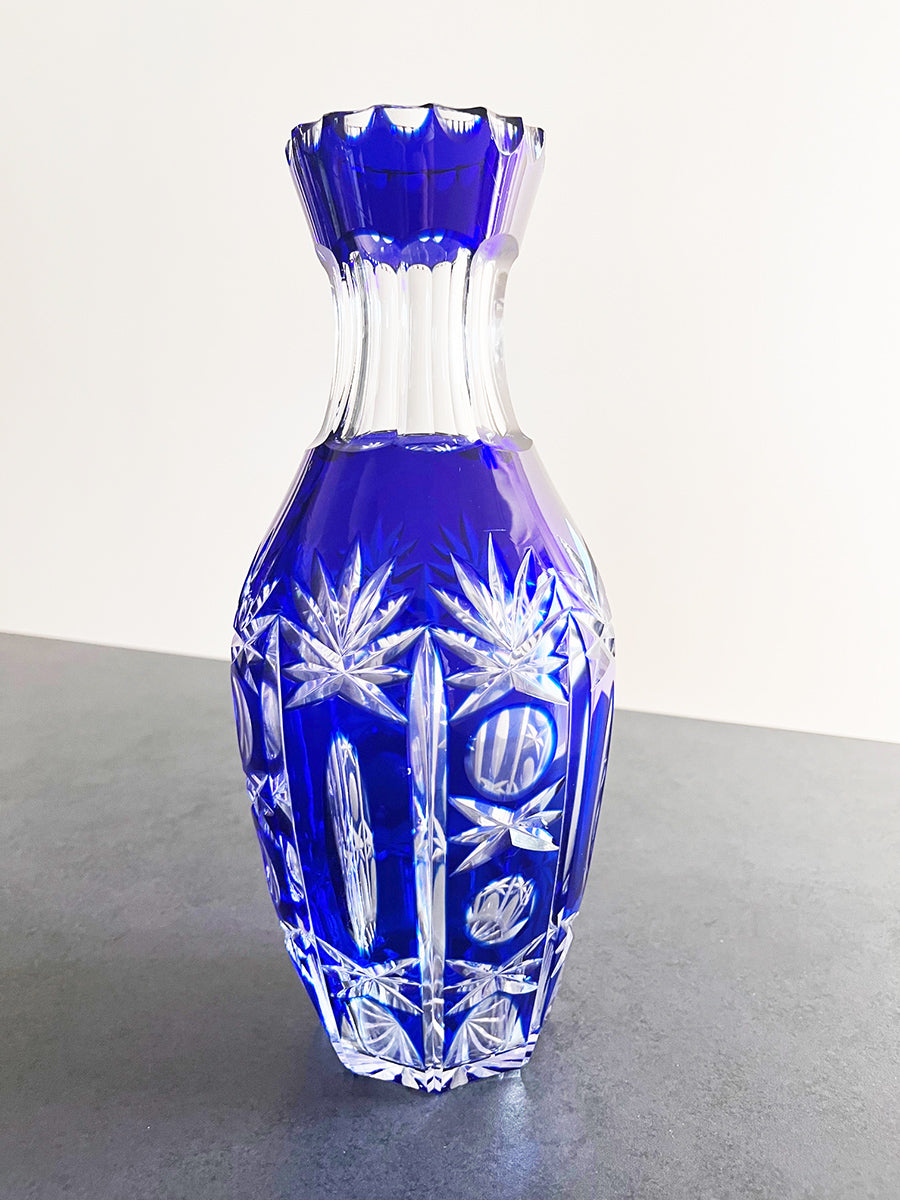 Vaso Bohemia Blu Cristallo anni '60 -Top Antiques-