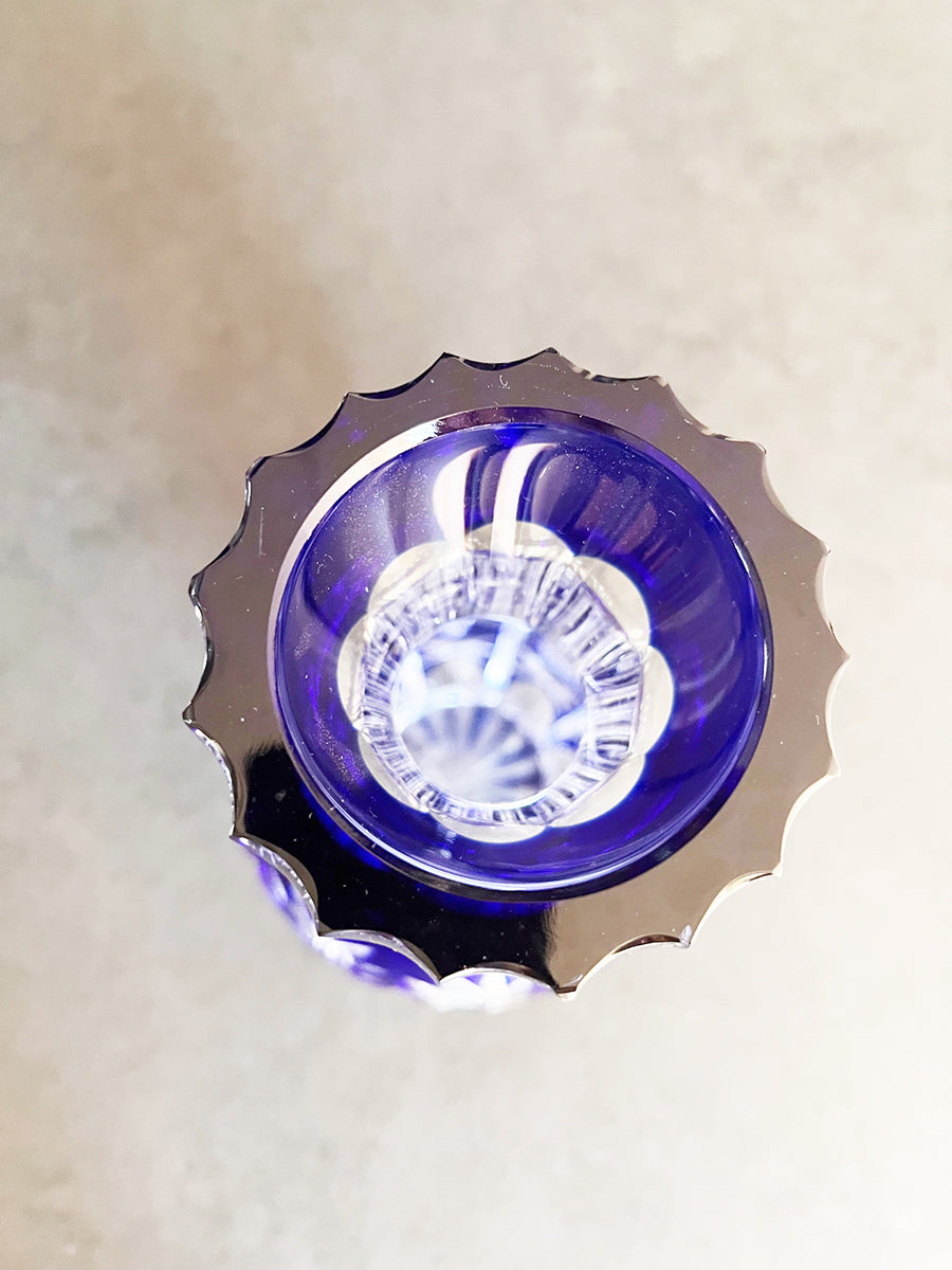 Vaso Bohemia Blu Cristallo anni '60 -Top Antiques-