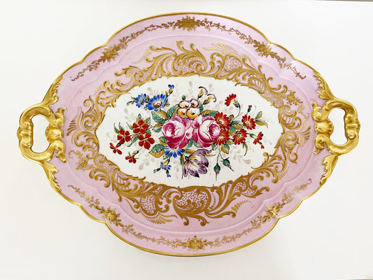 Vassoio Rosa  Limoges France Decorato a mano del '900 -Antiques-