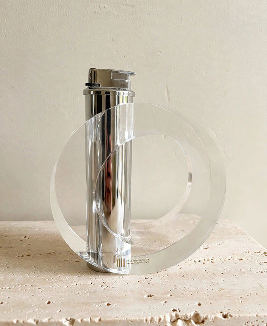 Antonio Felice Botta Accendino Scultura Lucite e Acciaio Cromo '70 -Top Art-
