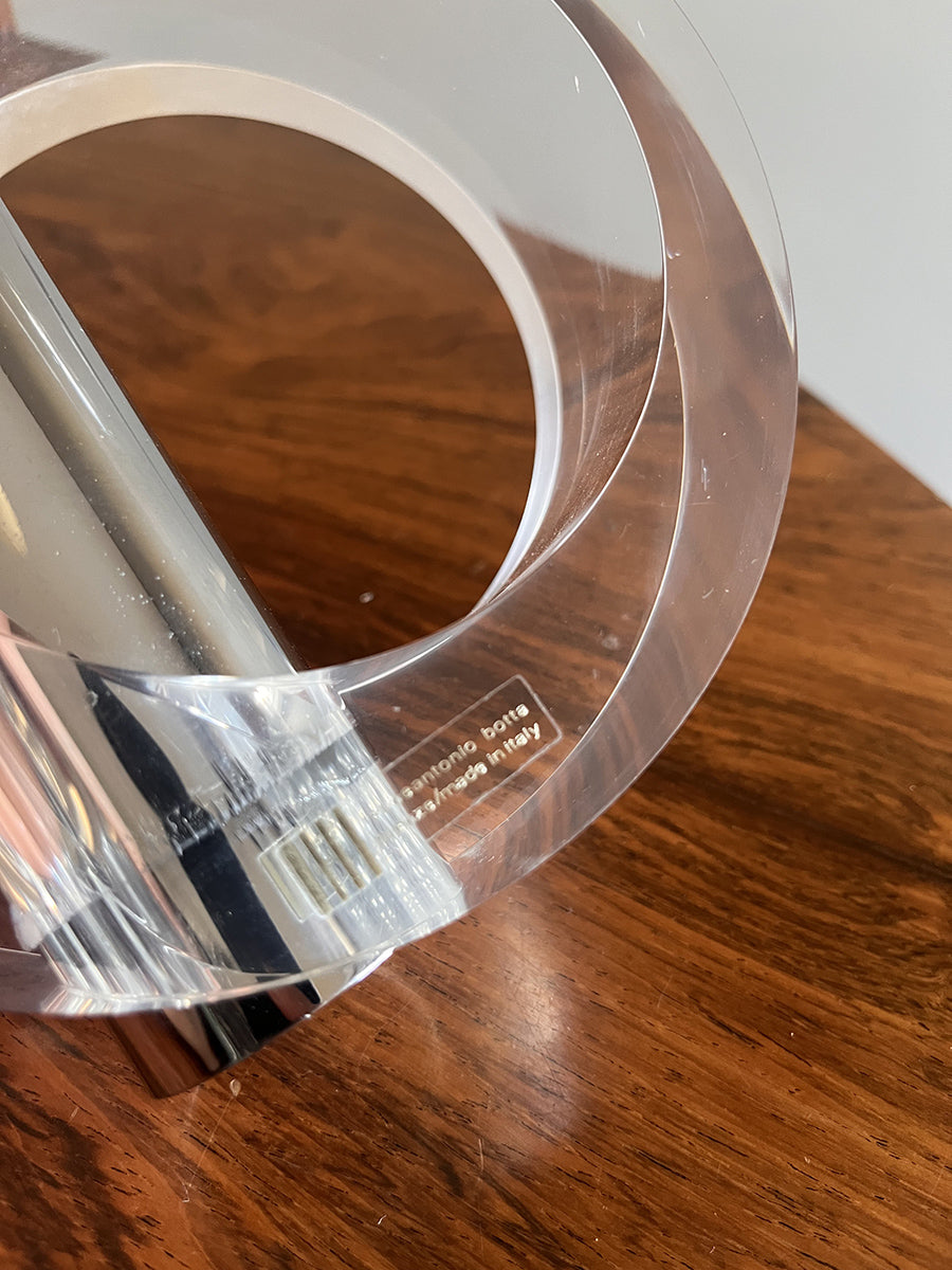 Antonio Felice Botta Accendino Scultura Lucite e Acciaio Cromo '70 -Top Art-