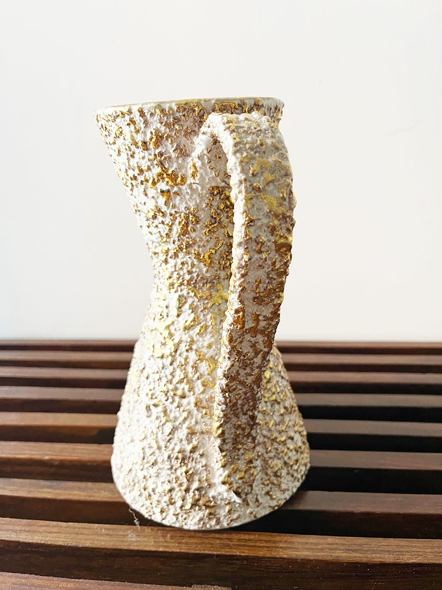 Brocca Ceramica Oro e Bianca Vintage anni '50 -Art-