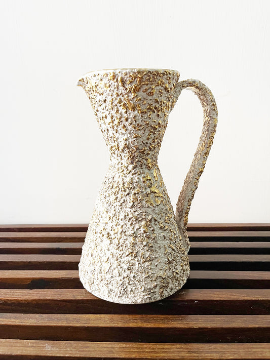 Brocca Ceramica Oro e Bianca Vintage anni '50 -Art-
