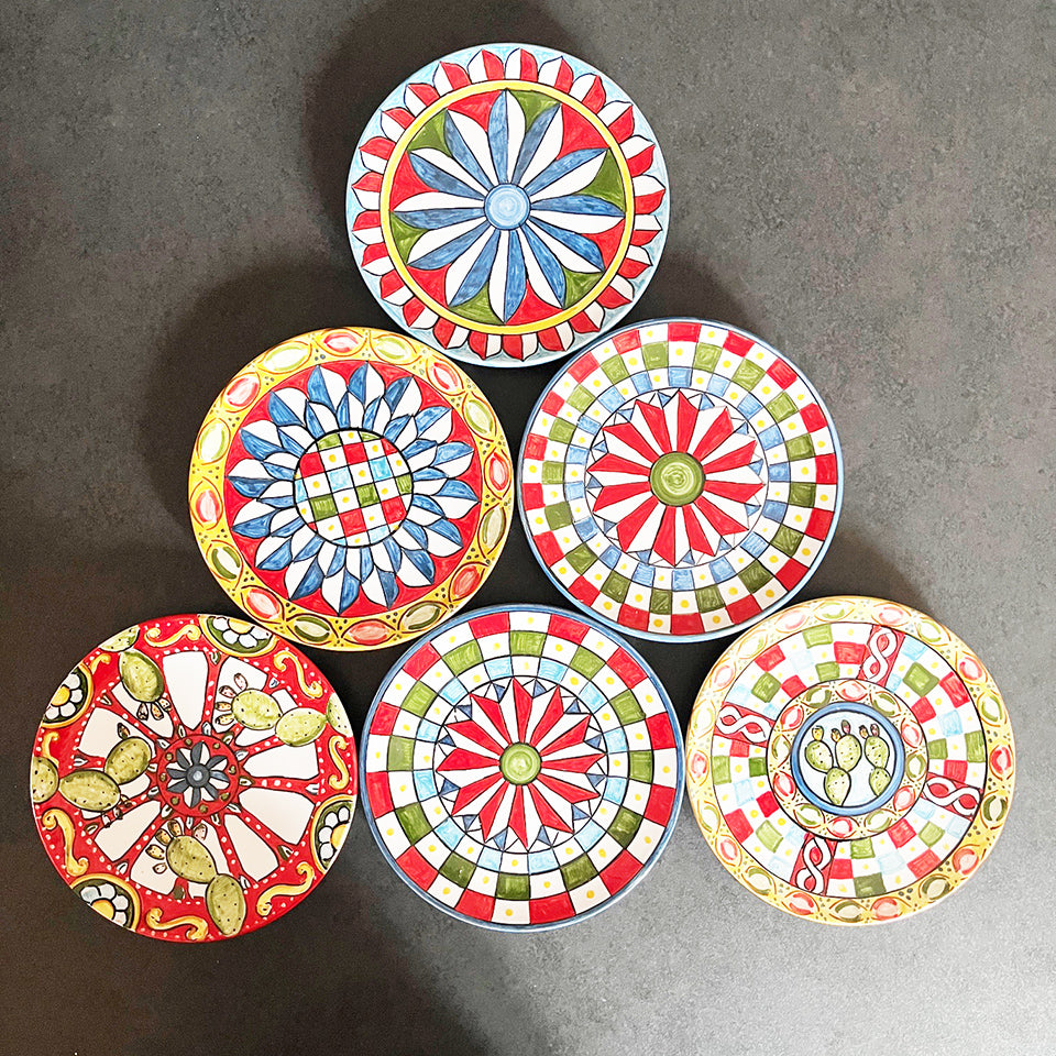 Caltagirone ceramiche set di sei piattini da dessert -Art-