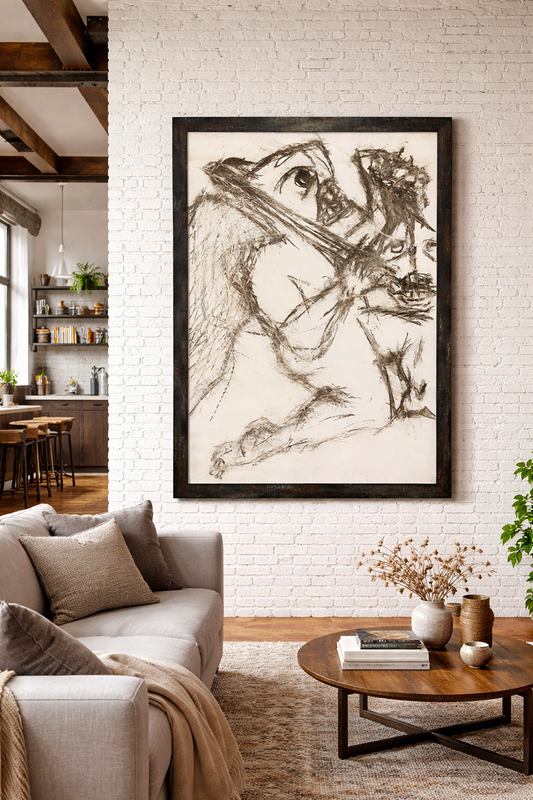 Claude Adrien Caponnetto Carboncino su carta Opera Unica anni '70- Art -