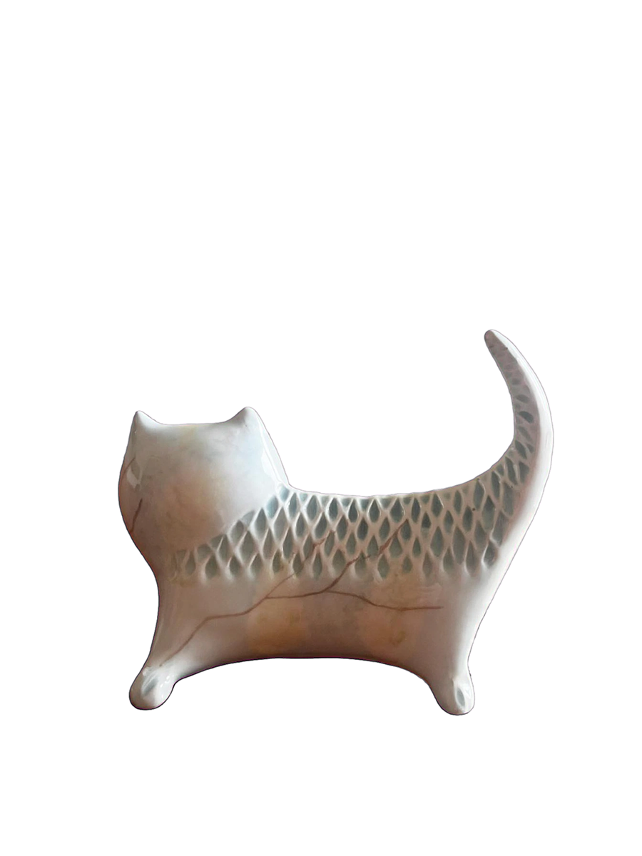 Gatto Ceramica Decorata e firmata Muller Mid Century '60 -Top Art-