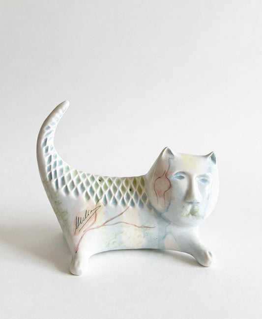 Gatto Ceramica Decorata e firmata Muller Mid Century '60 -Top Art-