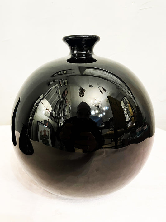 Vaso Ceramica Sferica Nero Vintage anni '50 -Top Ceramics-