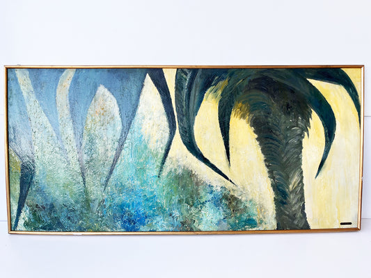 Dipinto su Masonite firmato Glouk su etichetta ottone incisa e cornice legno '50 -Art-