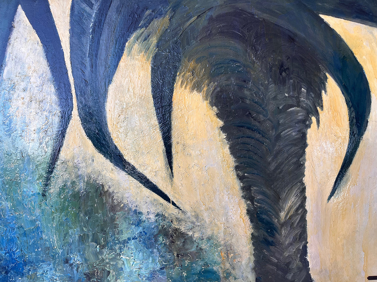 Dipinto su Masonite firmato Glouk su etichetta ottone incisa e cornice legno '50 -Art-