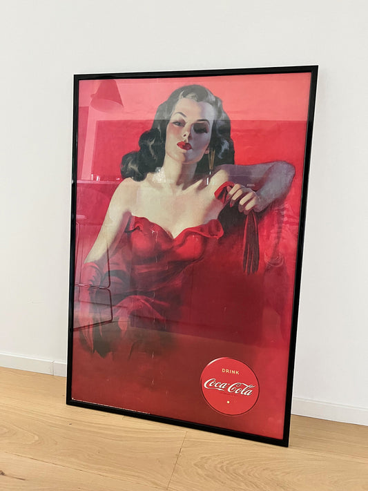 Coca Cola Lady in Rosso Poster Vintage Originale anni '80/'90 -Top Art-
