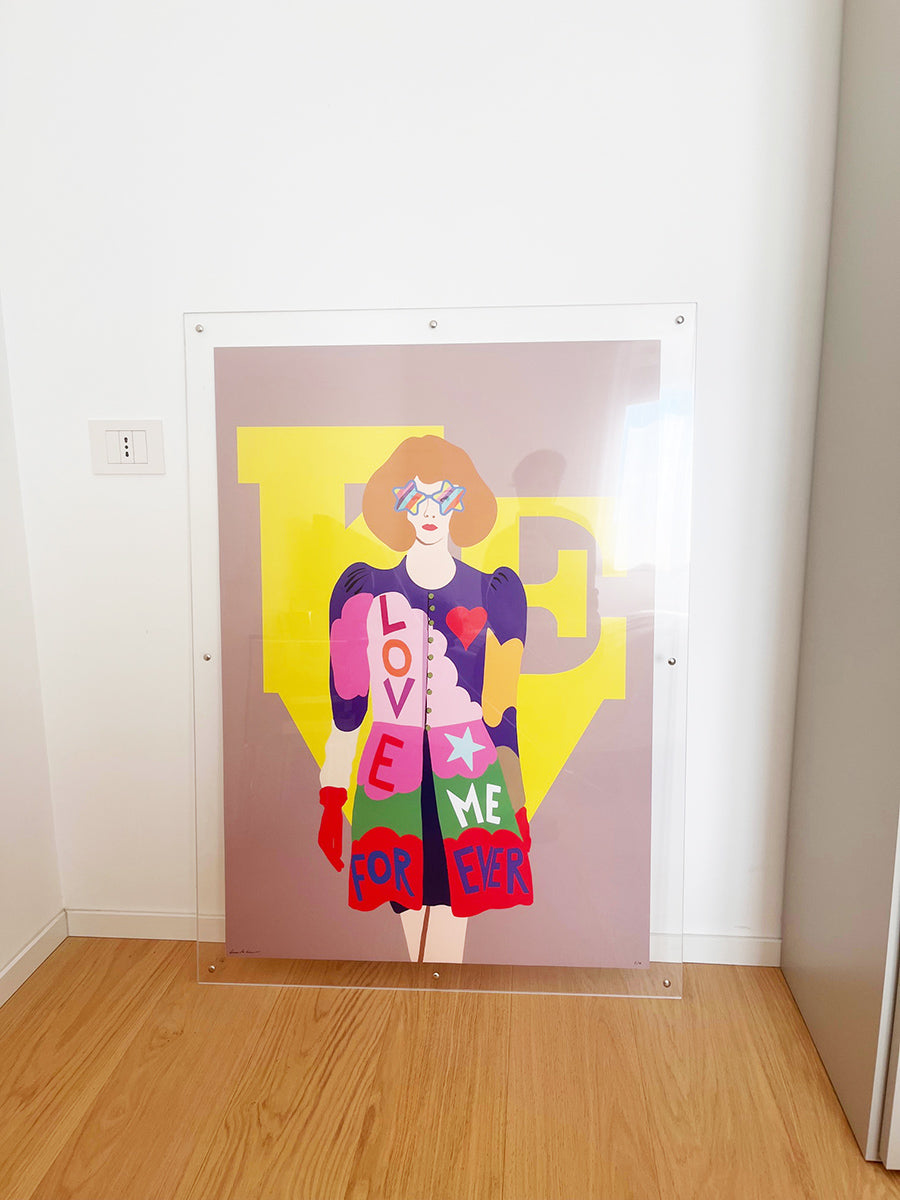Illustrazione "Love Me For Ever" 1/15 con certificato e doppia cornice in plexiglass -Top Art-
