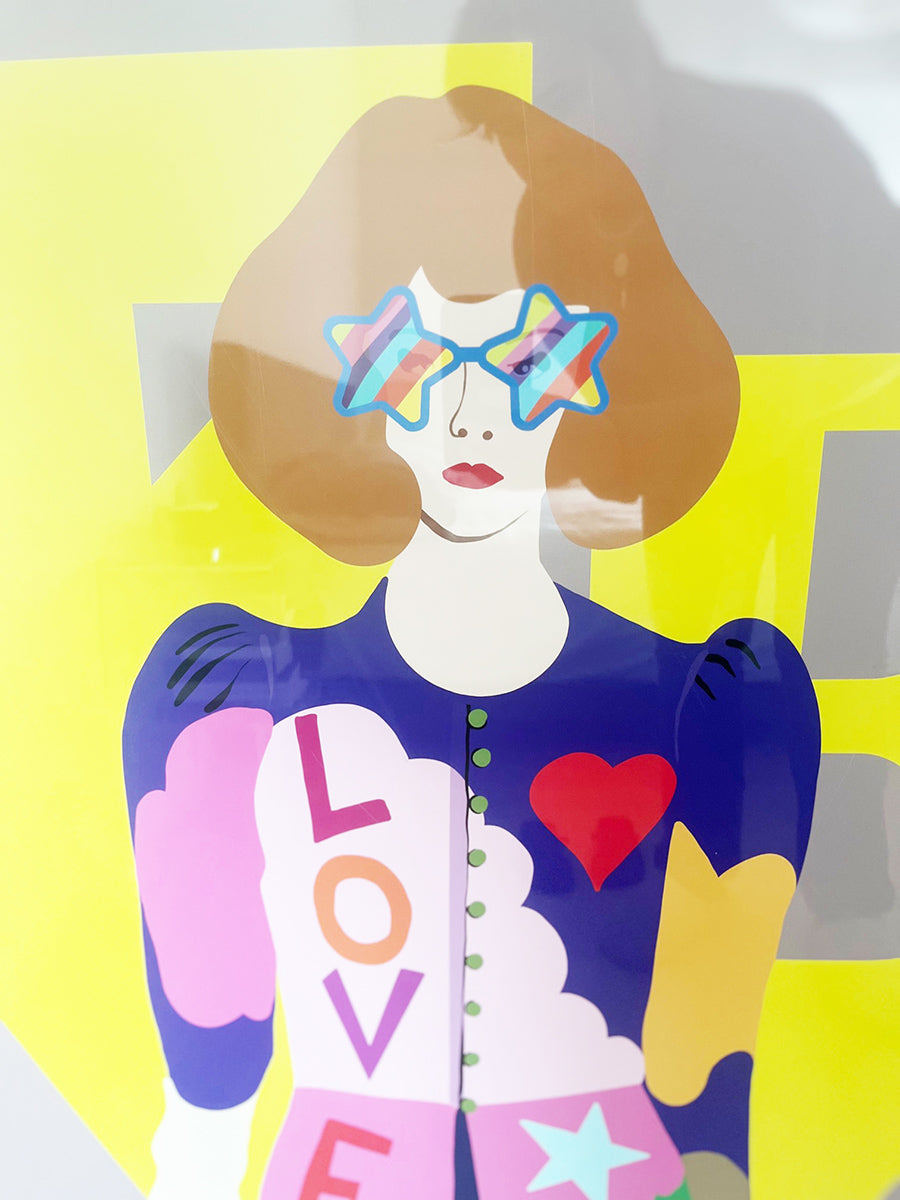 Illustrazione "Love Me For Ever" 1/15 con certificato e doppia cornice in plexiglass -Top Art-