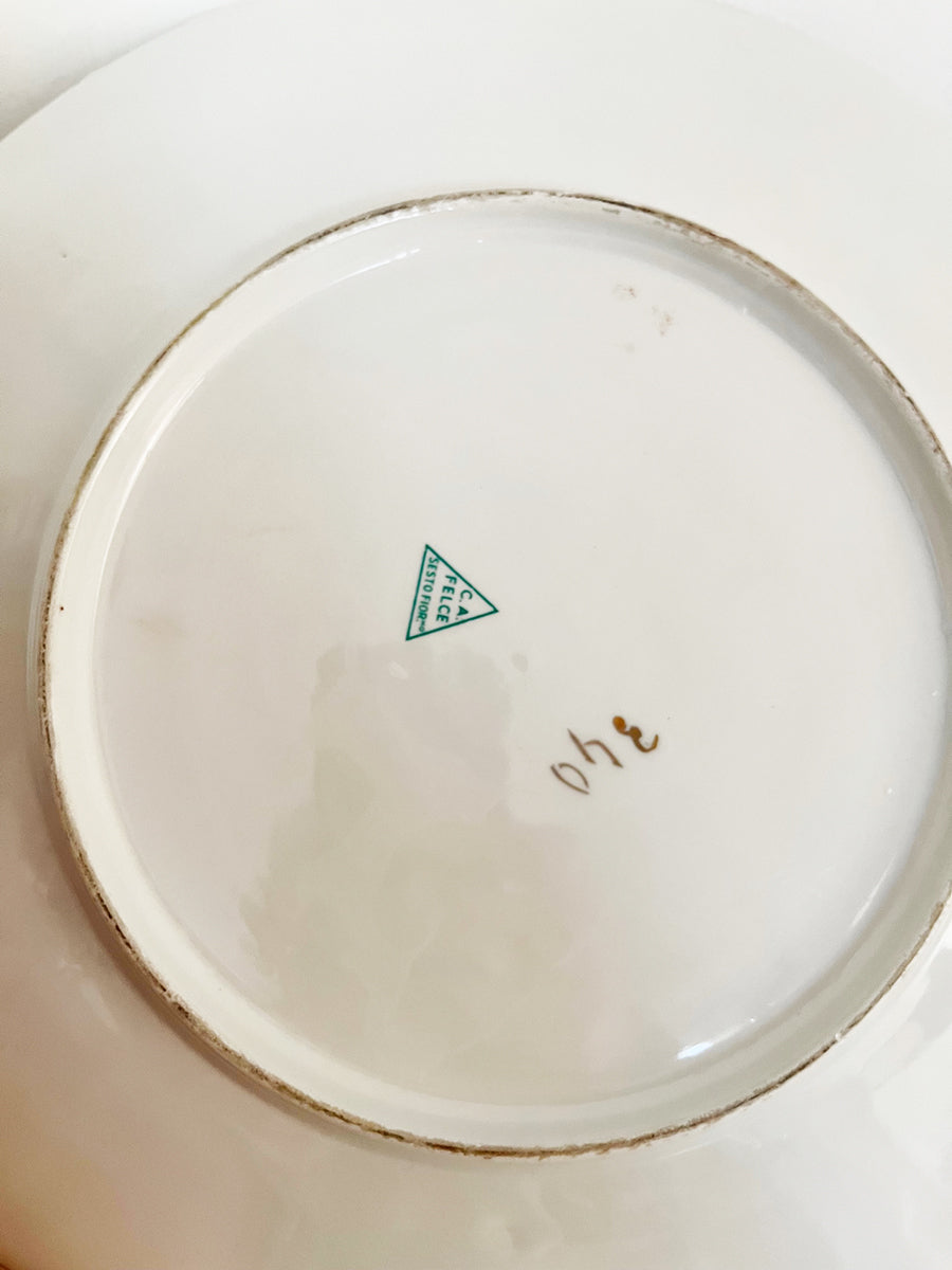 Vaso con Piatto Sesto Fiorentino Decorato a mano anni '40/'50 -Art-