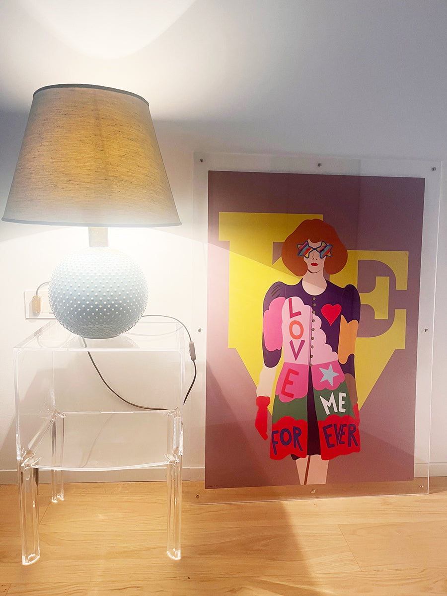 Illustrazione "Love Me For Ever" 1/15 con certificato e doppia cornice in plexiglass -Top Art-