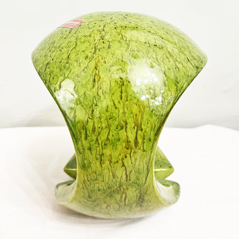 Roberto Rigon per Bertoncello Vaso Scultura Verde 1950 -Top Ceramics-