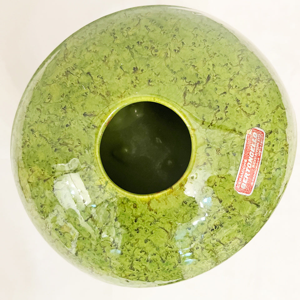 Roberto Rigon per Bertoncello Vaso Scultura Verde 1950 -Top Ceramics-