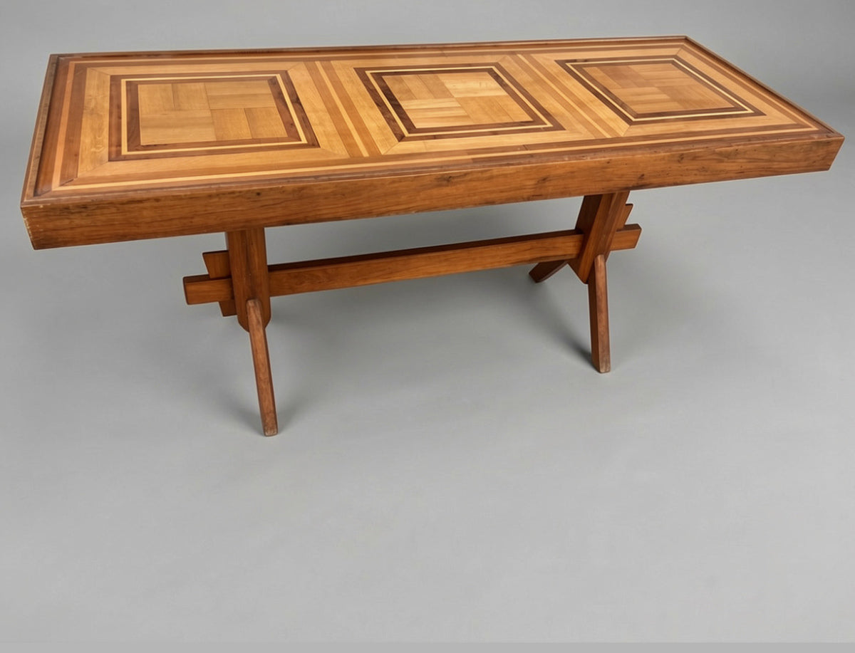 Bancone Design Anni '50 in noce con piano intarsiato '900 -Top Design-