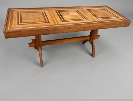 Bancone Design Anni '50 in noce con piano intarsiato '900 -Top Design-