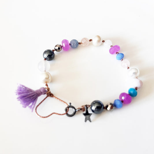 Bracciale Pietre Varie e Arg 925 con Cuore -Creazione Unica-