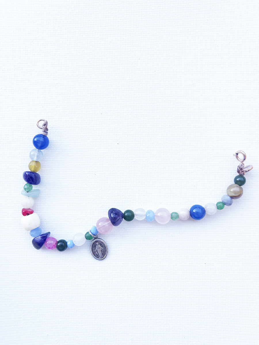 Bracciale Pietre Naturali Colorate con Madonnina Rue Du Bac Arg 925 -Top Bijoux-
